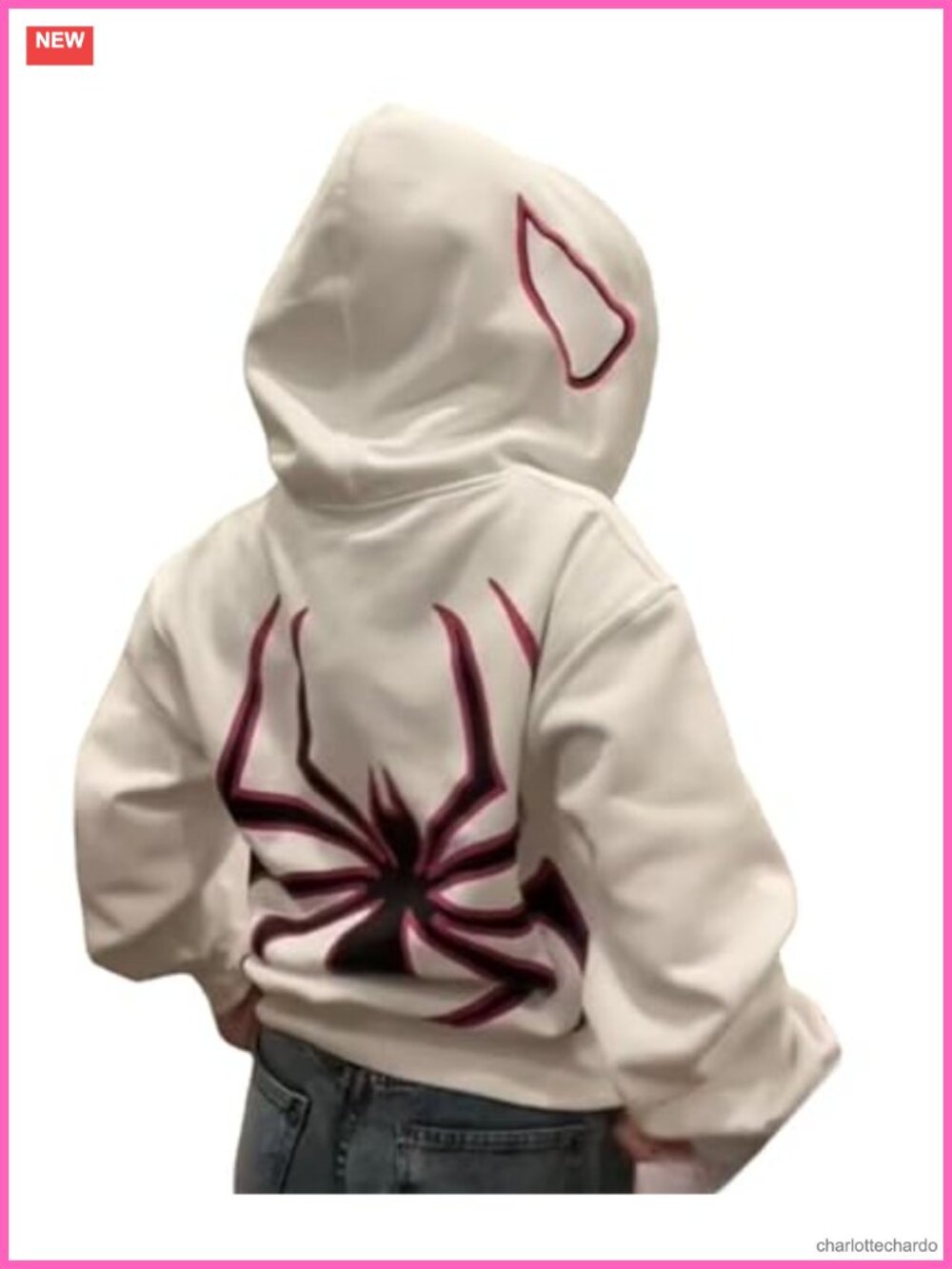 Y2K Oversized Zip Up Hoodie Spider Graphic Harajuku Streetwear Jacket